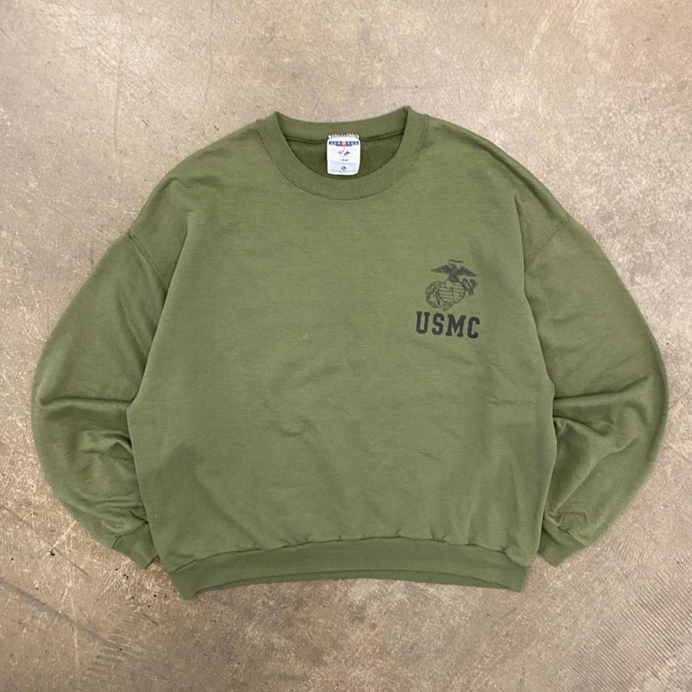Vintage USMC Marines 2000s Military Green Sweatshirt Crewneck Size Large